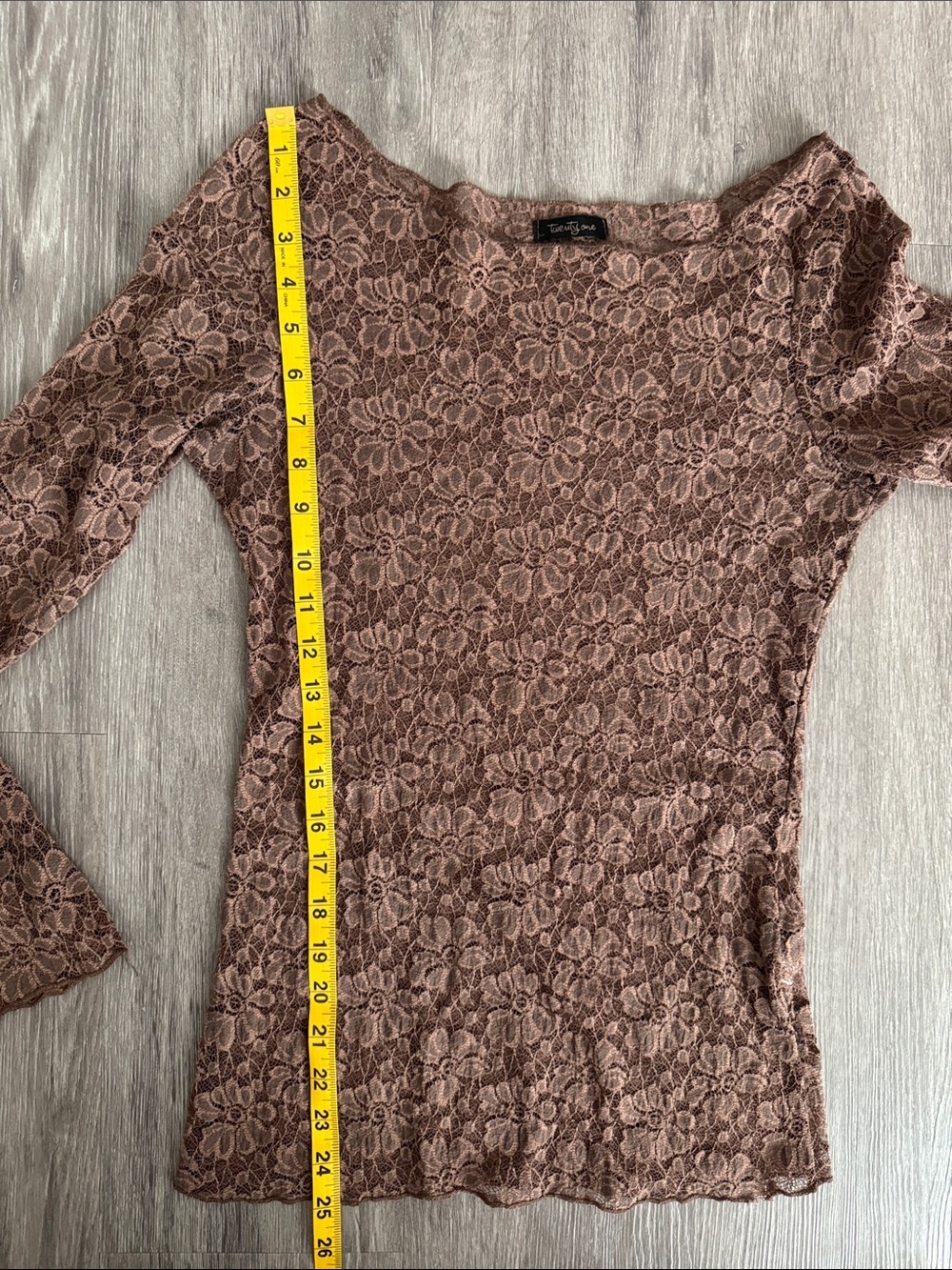 Forever 21 Light Brown Floral Lace Long Sleeve Sheer Top - Picture 8 of 9